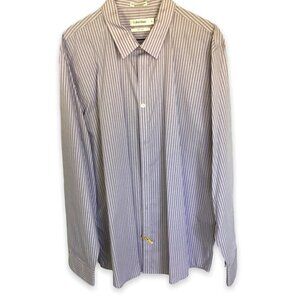 Calvin Klein Men's Long Sleeve Striped Cotton Dress Shirt Size XL Lavender/White